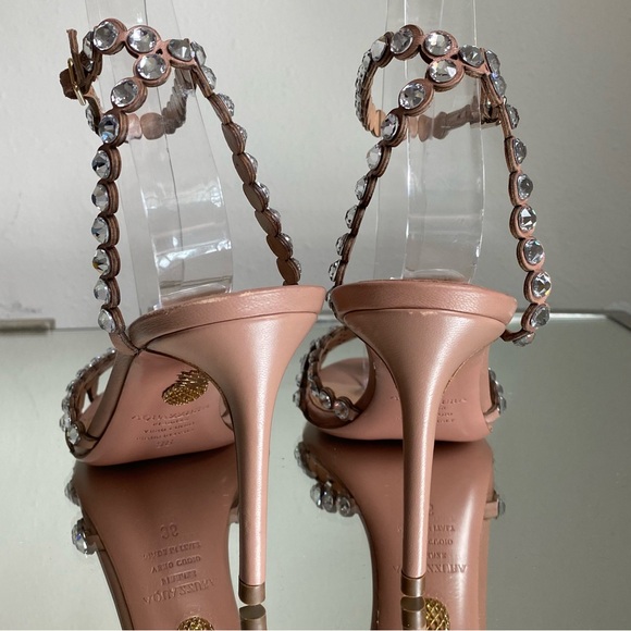 New AQUAZZURA Tequila 85 Blush Leather Sandals $1,525 36 - Picture 11 of 15